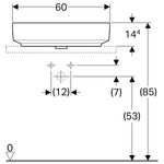 Lavabo sobre encimera serie Geberit VariForm, rectangular, con orificio para el grifo: 60x45cm, Rebosadero=Sin, Blanco